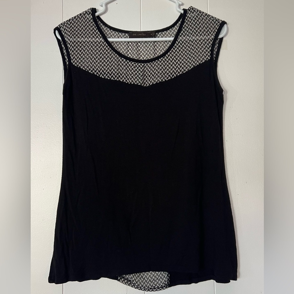 The Limited Sheer Sleeveless Tank Black & White H14